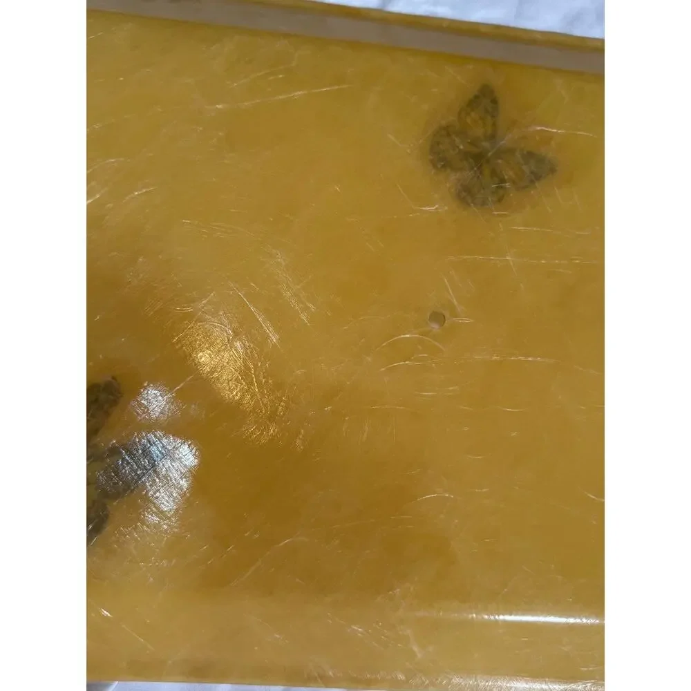 Vintage Fiberglass Resin Butterfly Tray Amber MCM Hollywood Regency